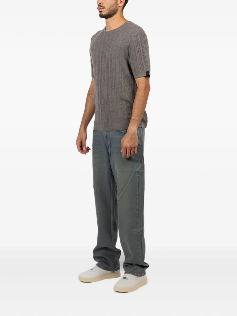 rag & bone Crawford geribbeld T-shirt met ronde hals Bruin