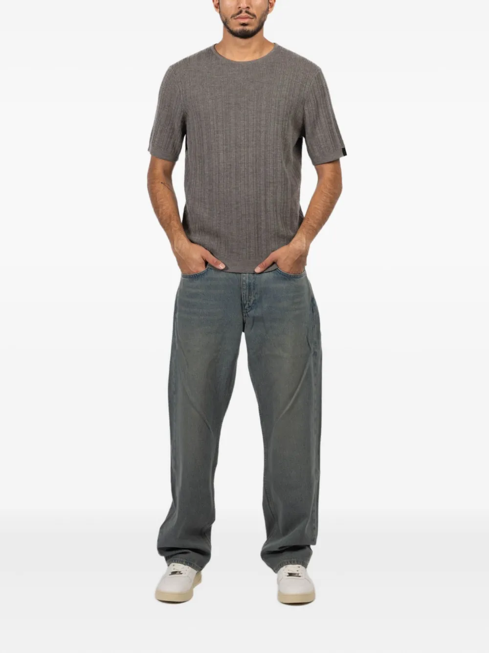 Rag & bone Crawford geribbeld T-shirt met ronde hals - Bruin