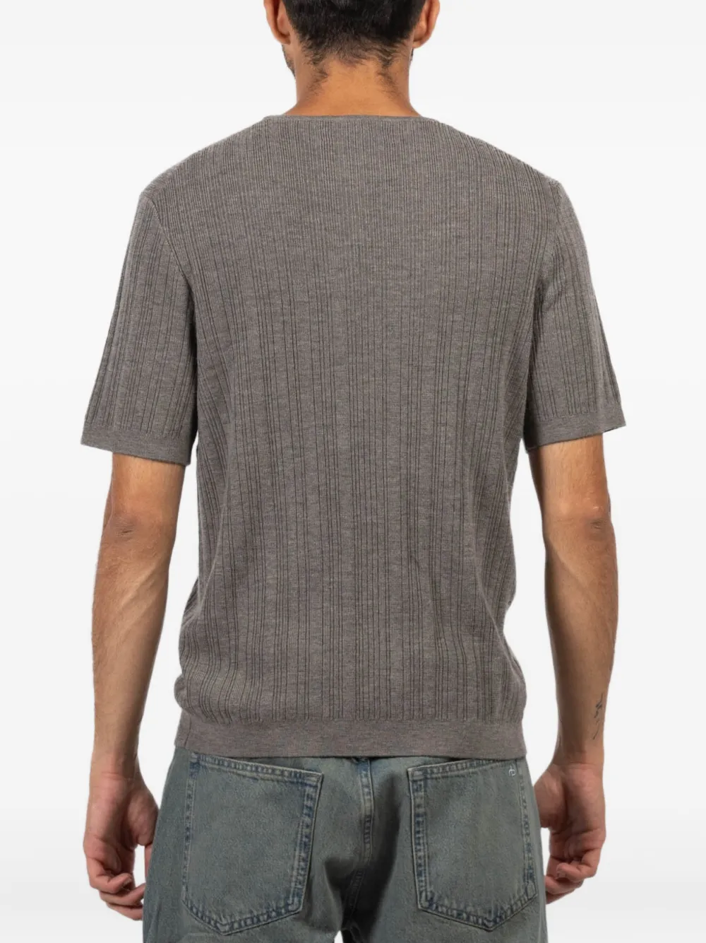 rag & bone Crawford geribbeld T-shirt met ronde hals Bruin