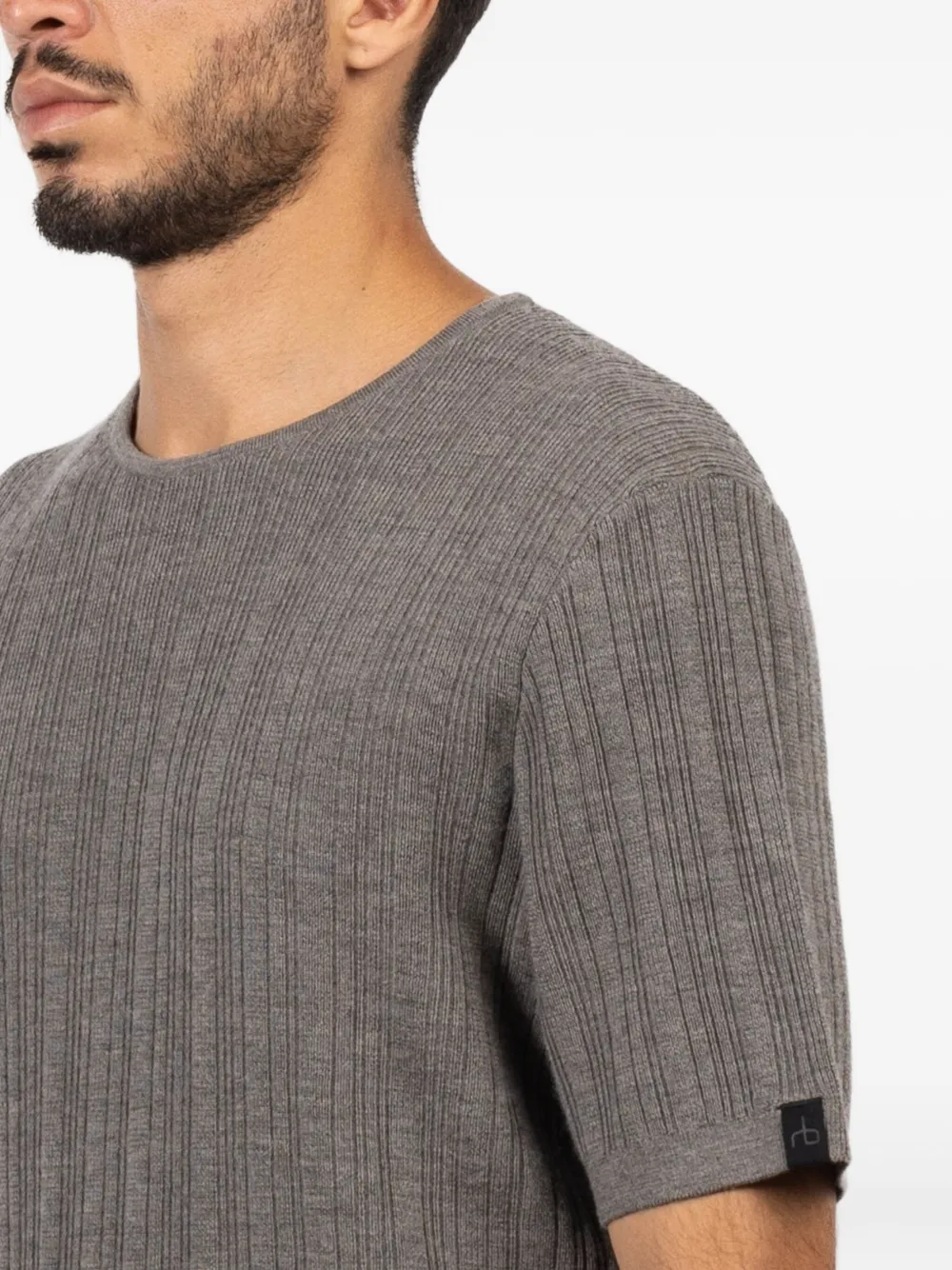 rag & bone Crawford geribbeld T-shirt met ronde hals Bruin