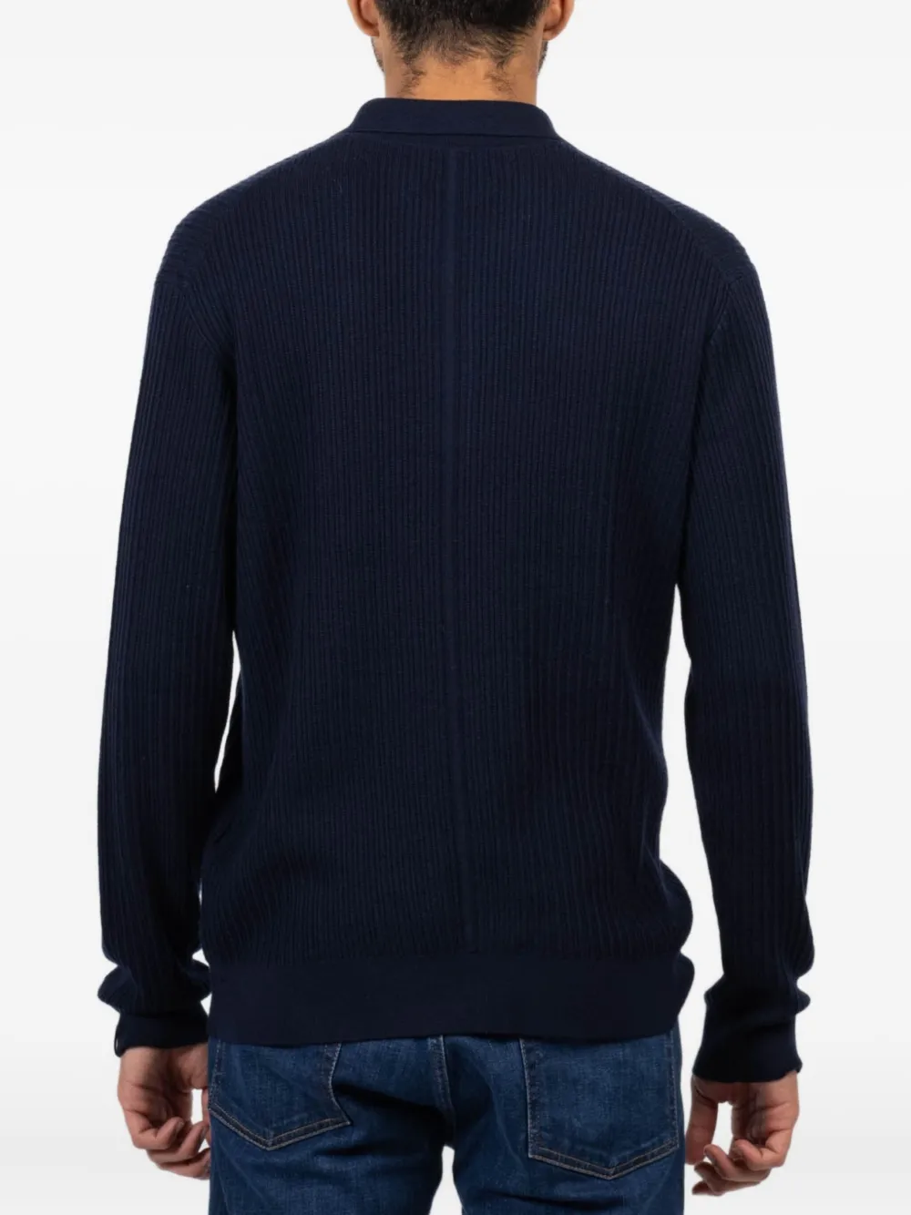 rag & bone Crawford geribbeld poloshirt met lange mouwen Blauw