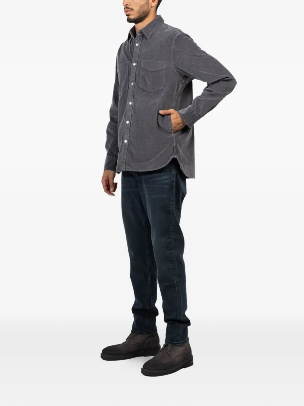 rag & bone Ribfluwelen overhemd met zak Grijs