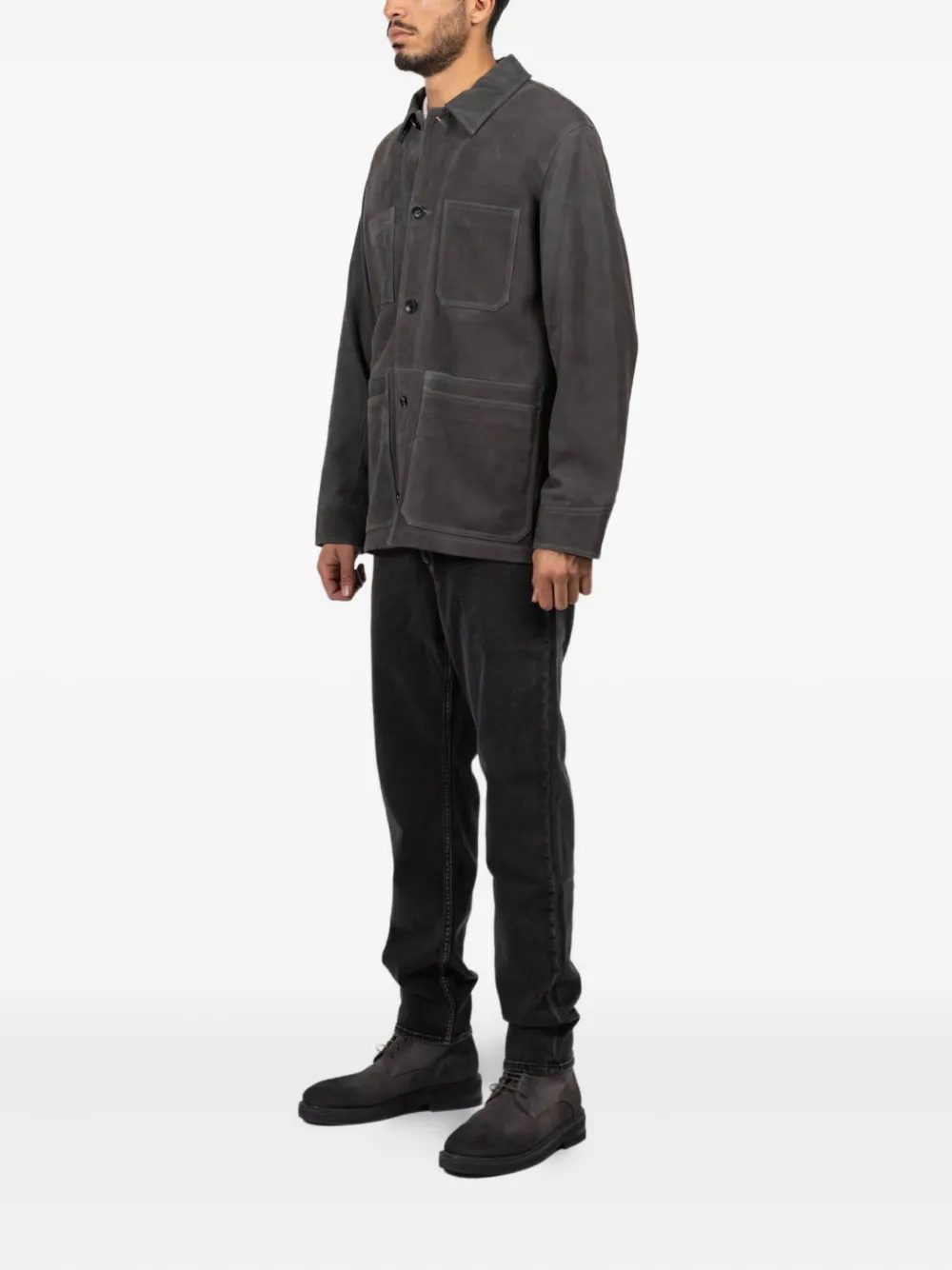 Rag & Bone Graham Corduroy-trimmed Suede Jacket In Gray