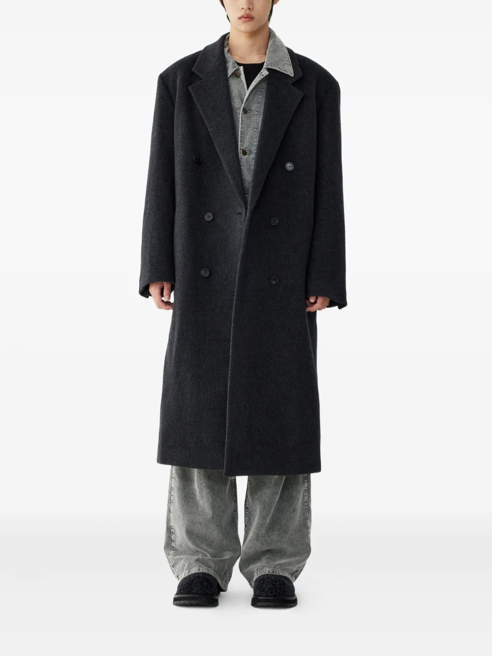 Studio Tomboy Double-breasted Coat In Black