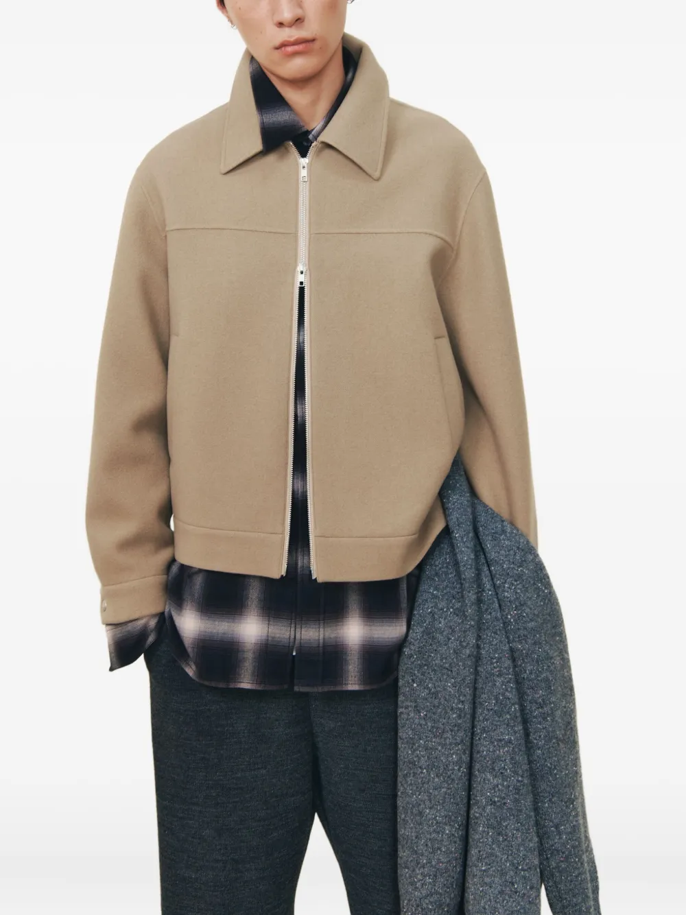 STUDIO TOMBOY Wollen bomberjack met rits Beige