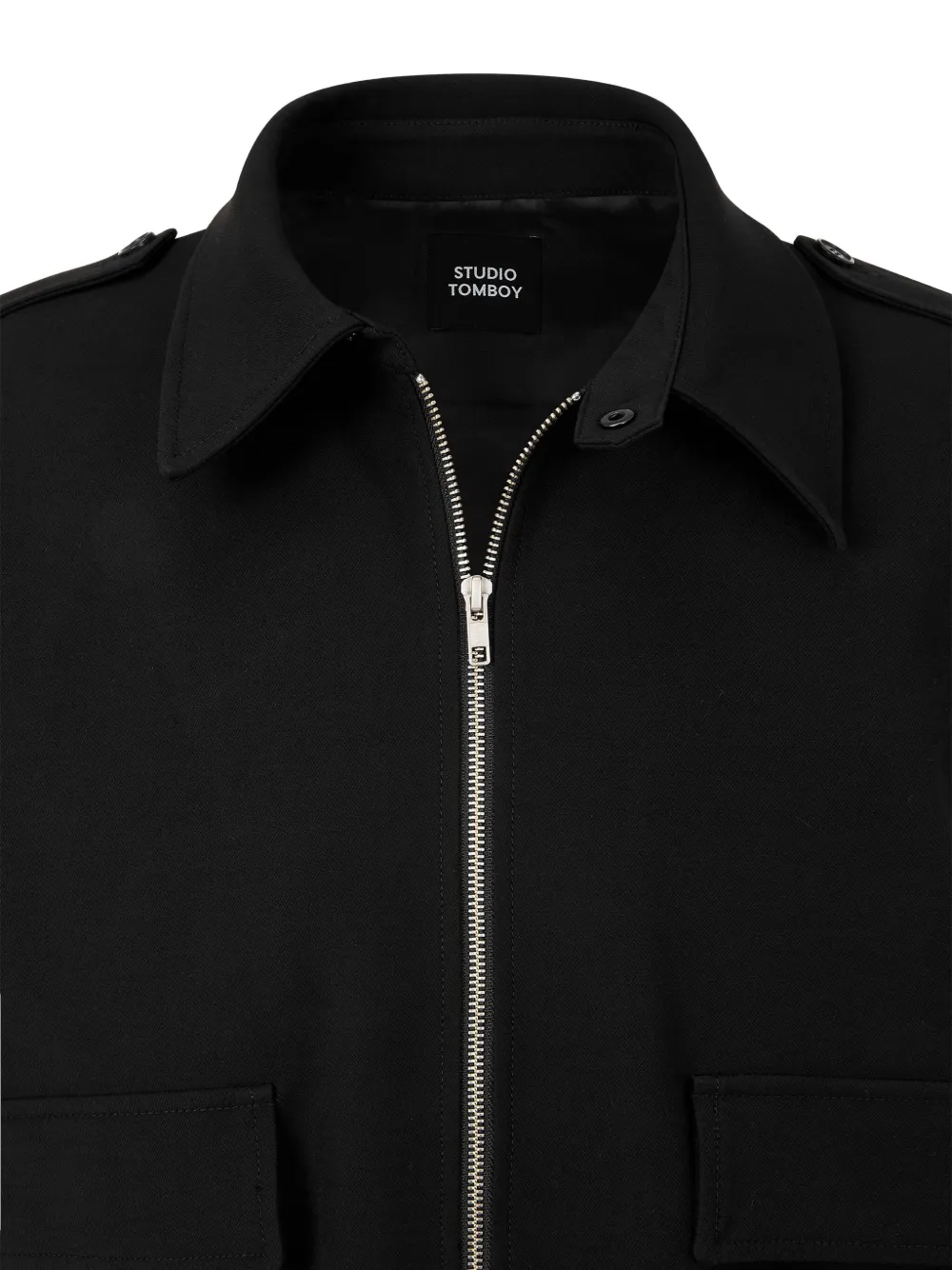 Studio Tomboy Zip-up Flap-pocket Jacket In Black