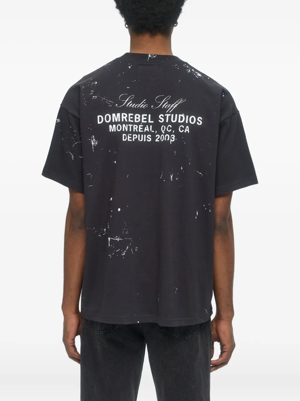 DOMREBEL Staff katoenen T-shirt met verfspatten Zwart