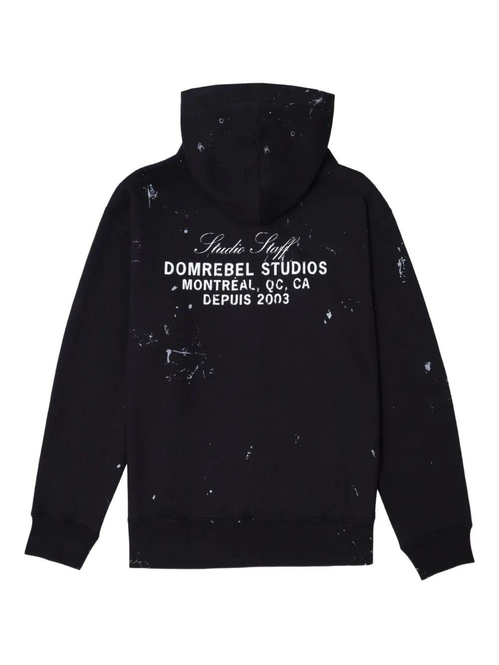 DOMREBEL Staff hoodie met verfspatten en rits Zwart