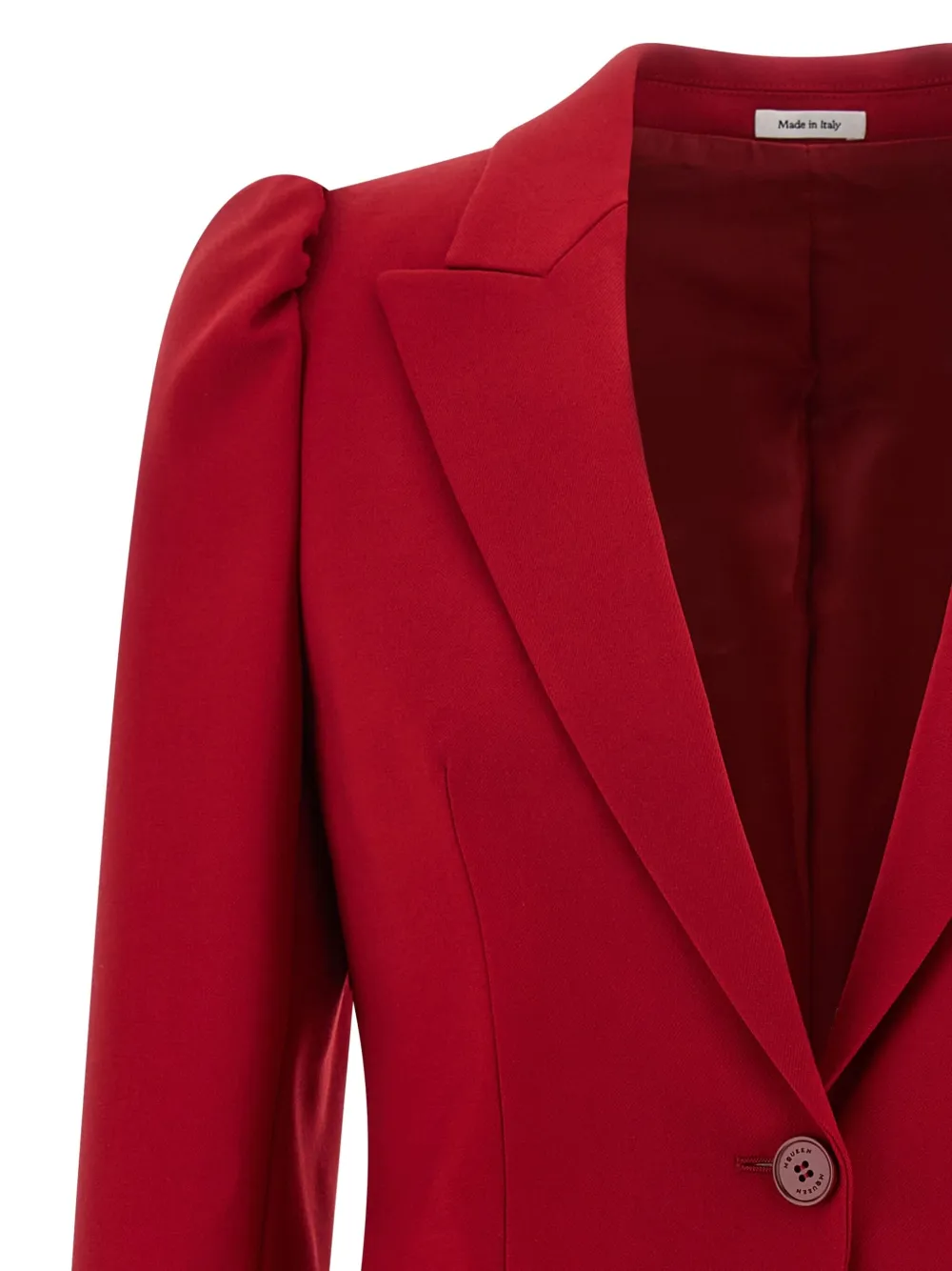 Alexander Mcqueen Puff-sleeve Single-breasted Blazer In Red