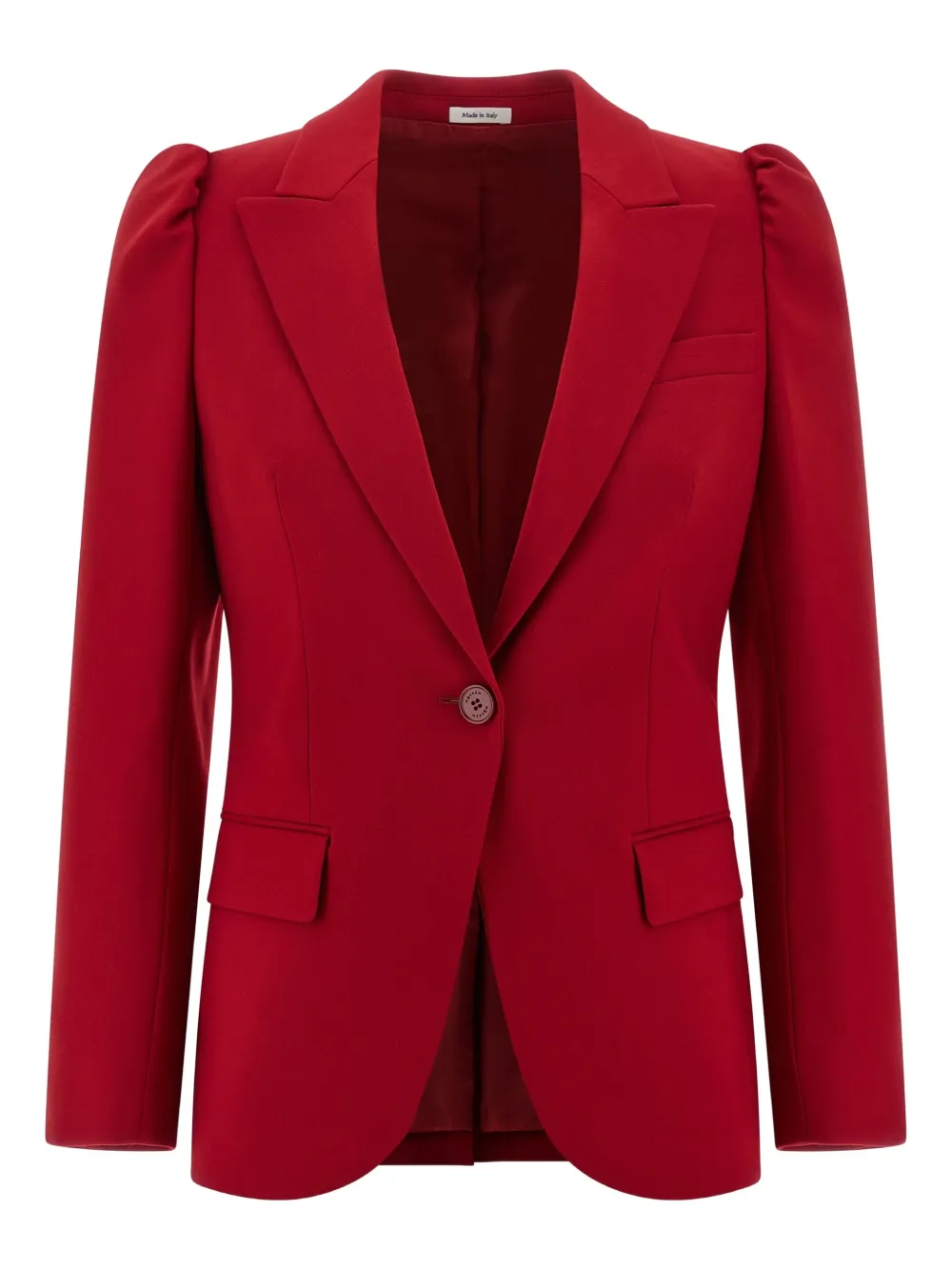 Alexander Mcqueen Puff-sleeve Single-breasted Blazer In Red