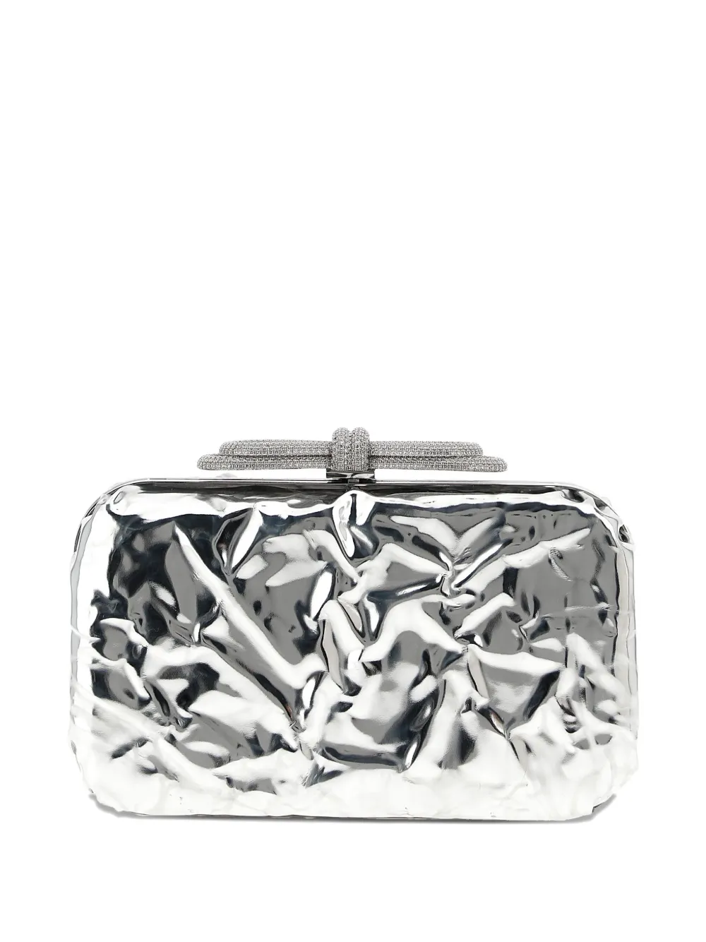 MACH & MACH Double Bow Wrapped Mirror clutch - Zilver