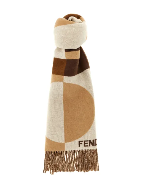 FENDI jacquard-pattern fringed scarf