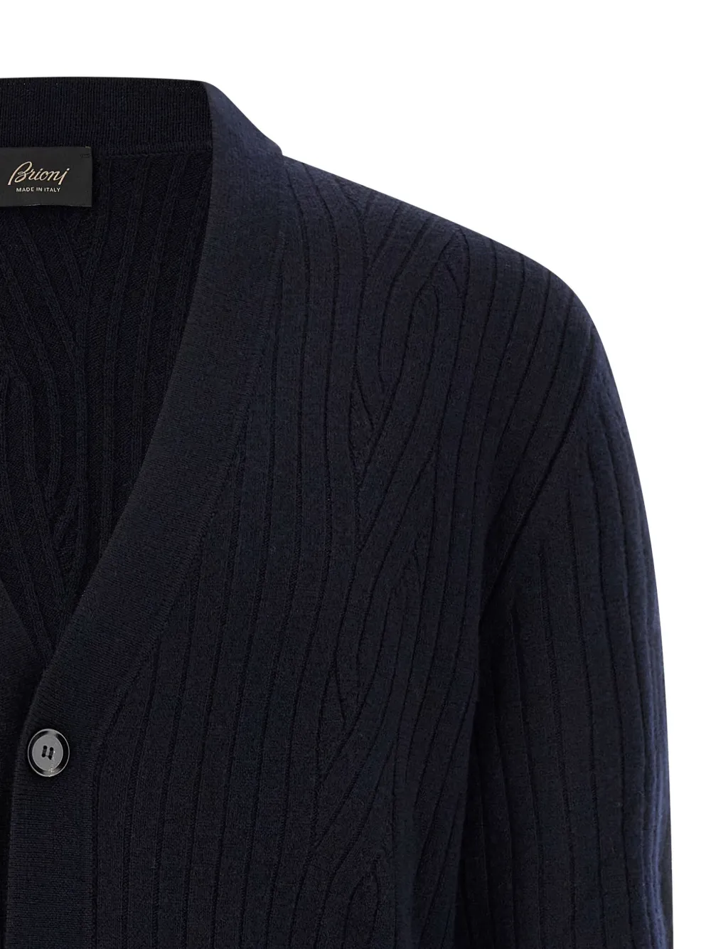 Brioni Ribbed And Braid Cardigan Sweaters And Cardigans Blue In Black
