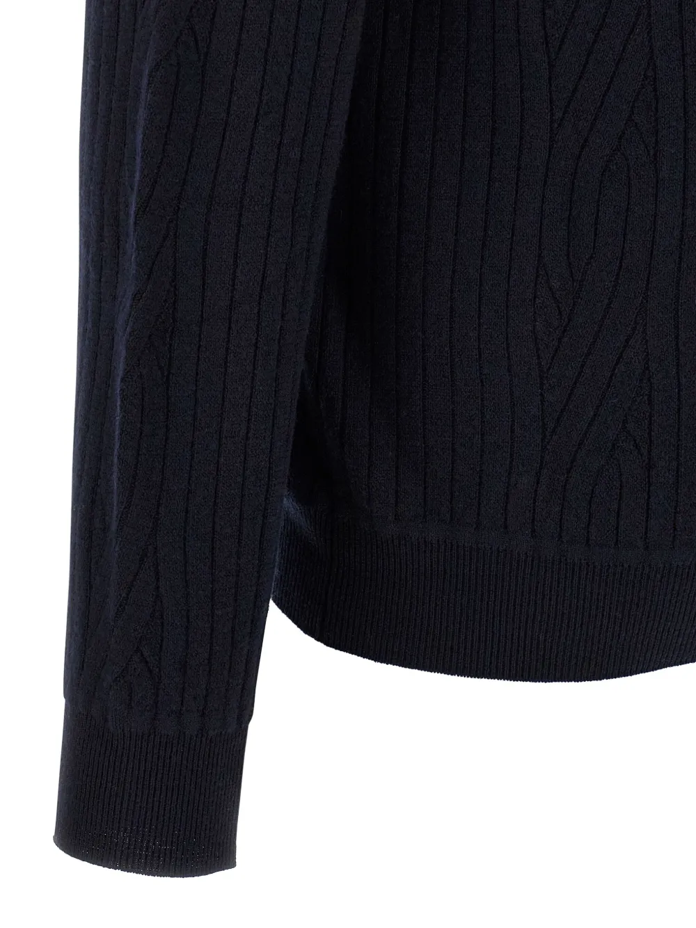 Brioni Ribbed And Braid Cardigan Sweaters And Cardigans Blue In Black
