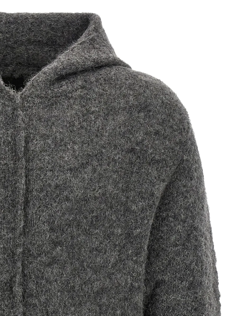 Thom Krom Textured Grey Alpaca Blend Hooded Sweater In Gray