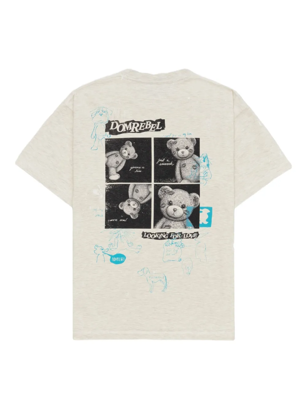 DOMREBEL High Low T-shirt met beerprint Beige