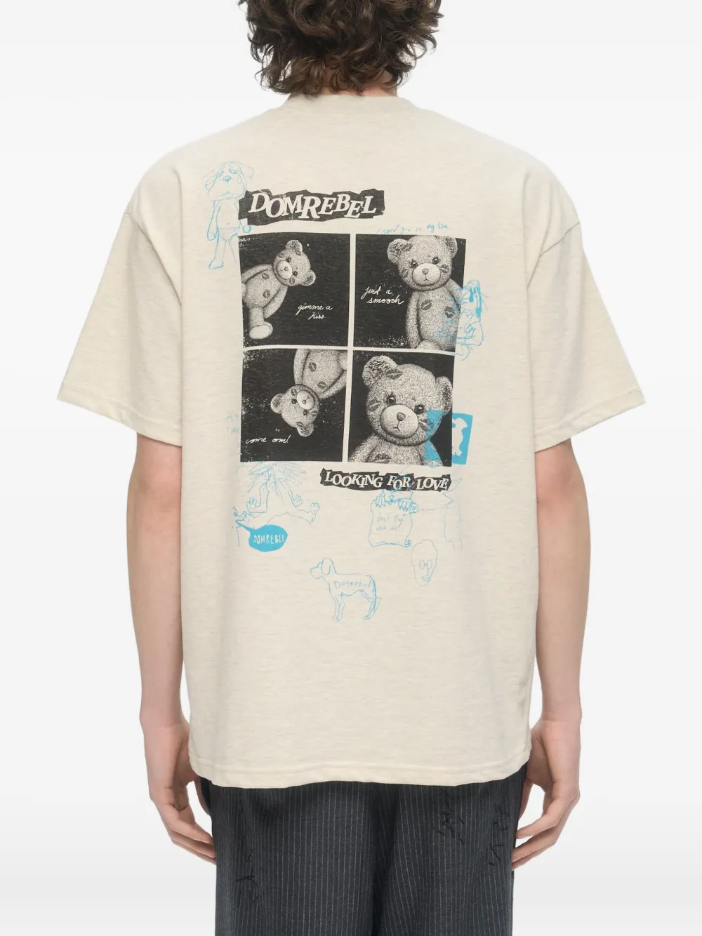  Domrebel High Low Bear-print T-shirt - Neutrals 