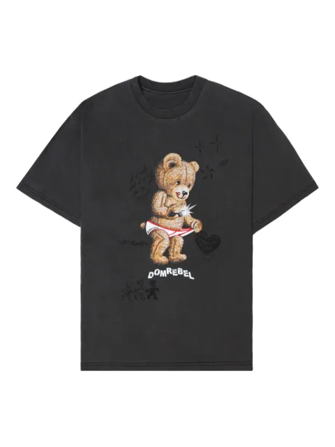 DOMREBEL Snap Sketch bear-print T-shirt