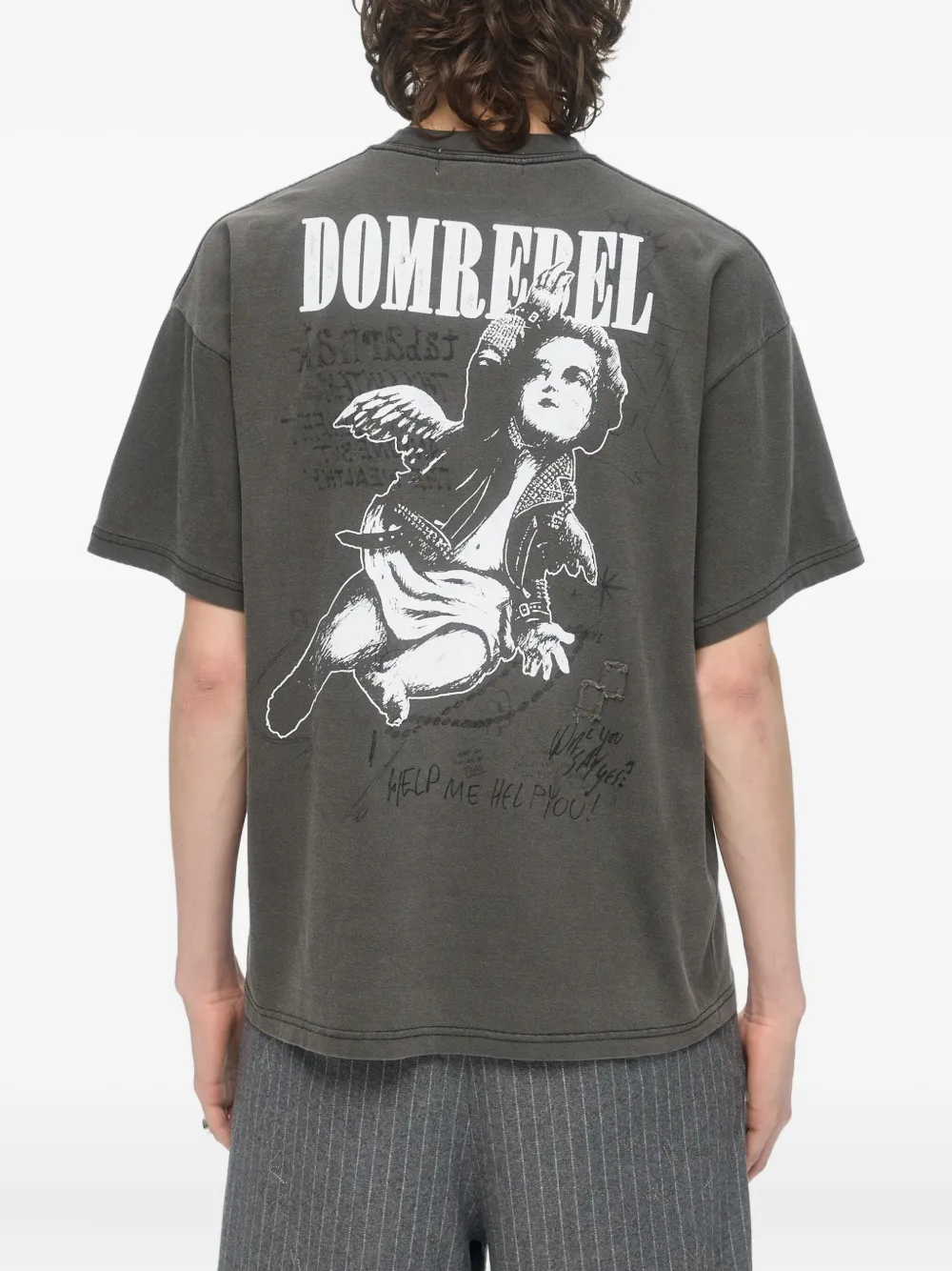 Domrebel Upward Angel-print T-shirt In Gray