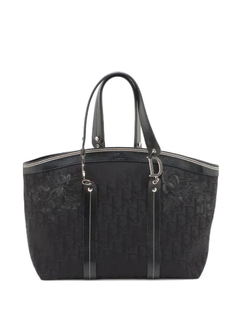 Christian Dior Pre-Owned 2000-2010 floral-embroidered monogram tote bag