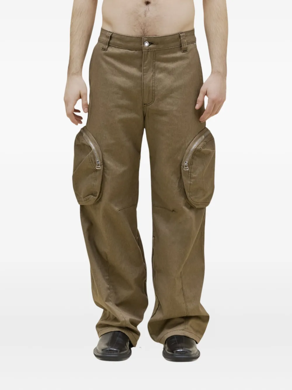 Eckhaus Latta Zip-pocket Cargo Trousers In Brown