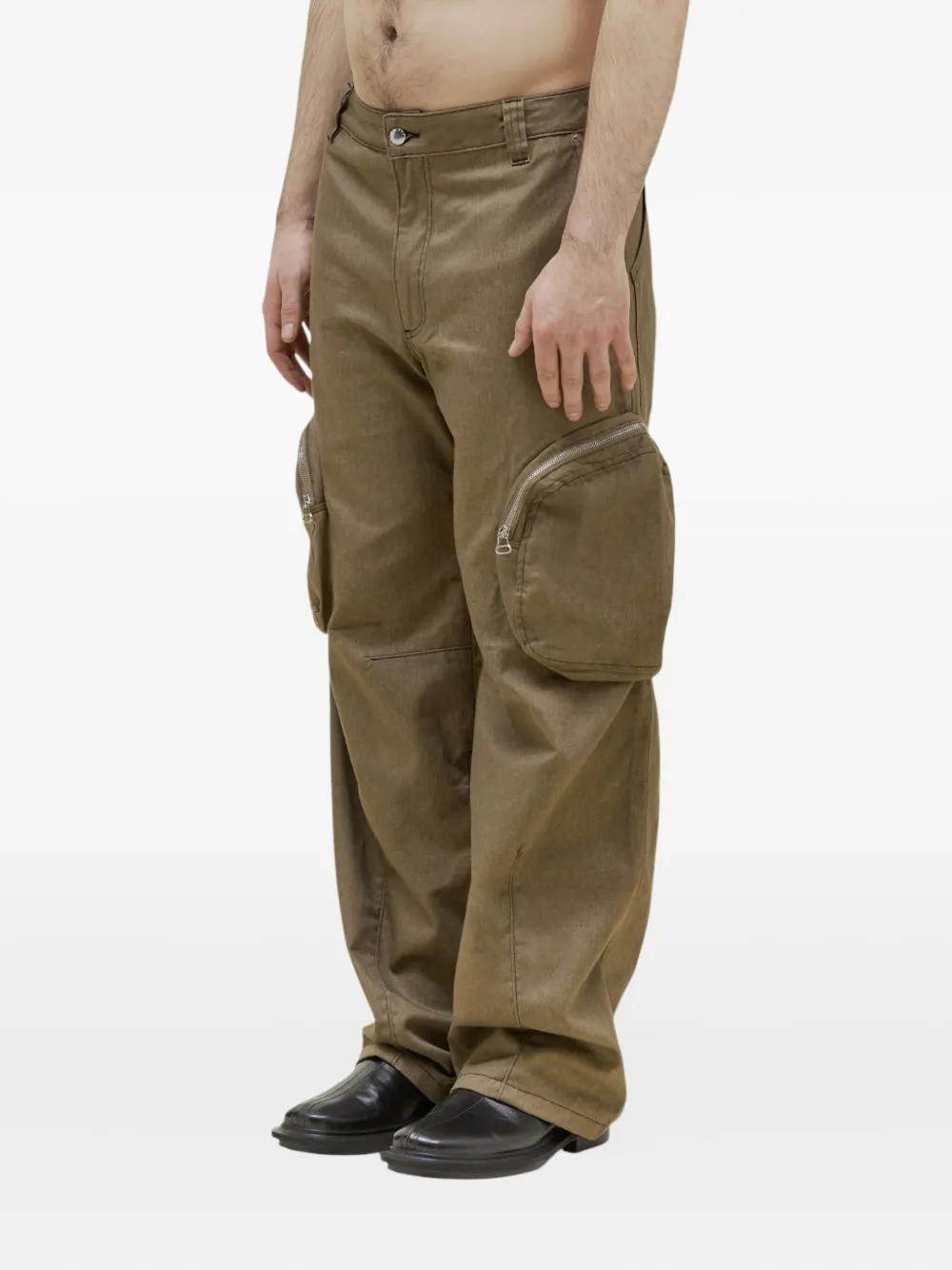 Eckhaus Latta Zip-pocket Cargo Trousers In Brown