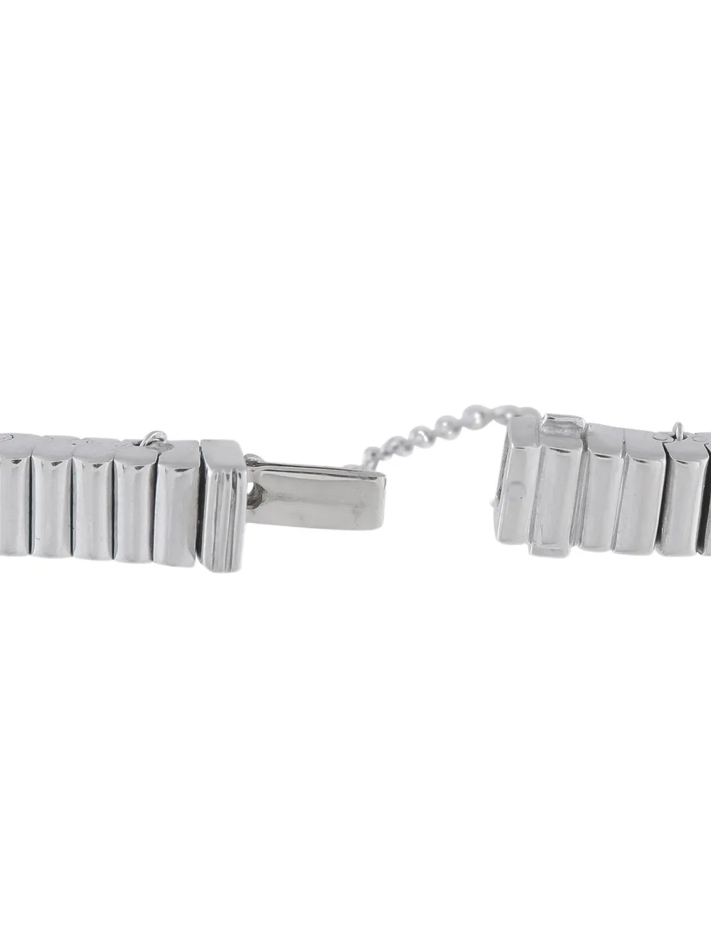 Pre-owned Lb Exclusive 18k White Gold Square-cut Diamond Bracelet In Silver