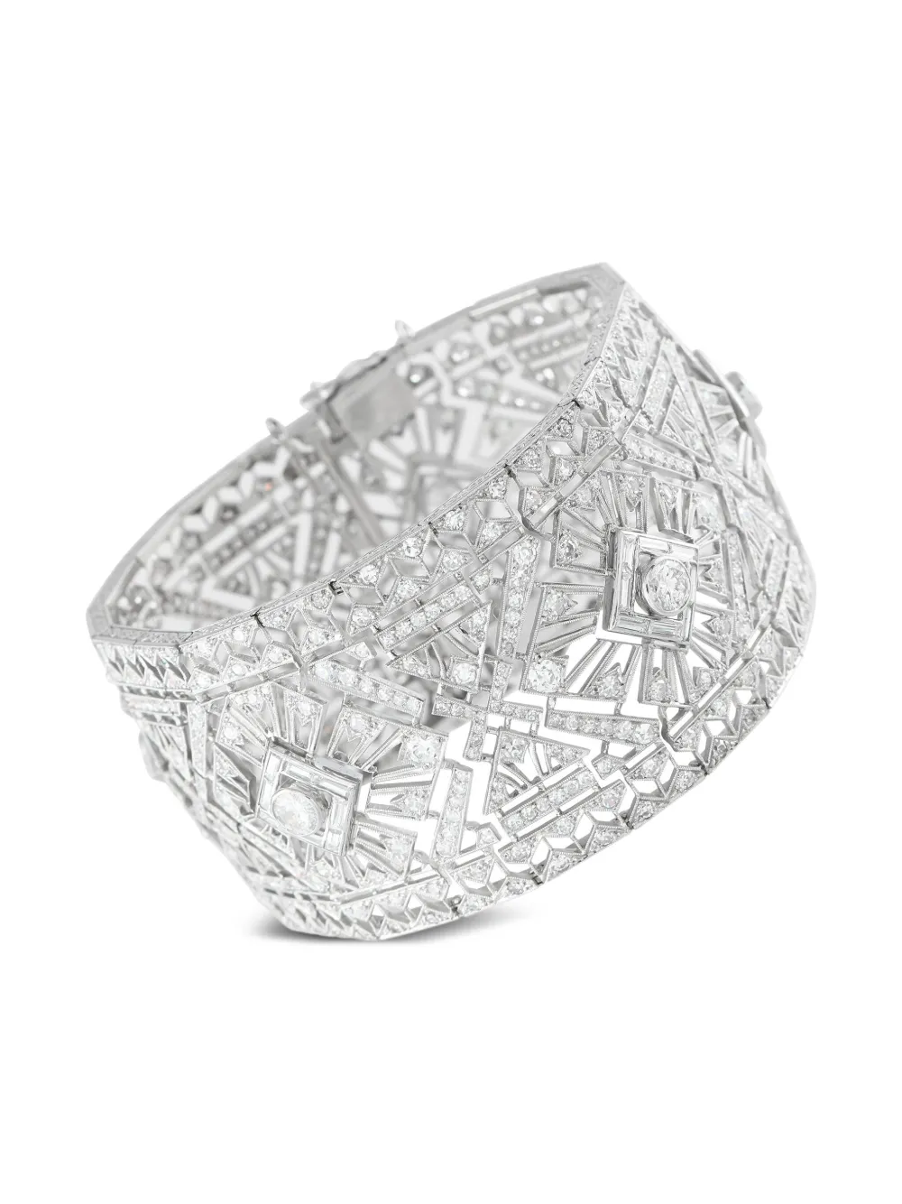 LB Exclusive platinum and diamond geometric bracelet | Silver | Image 1