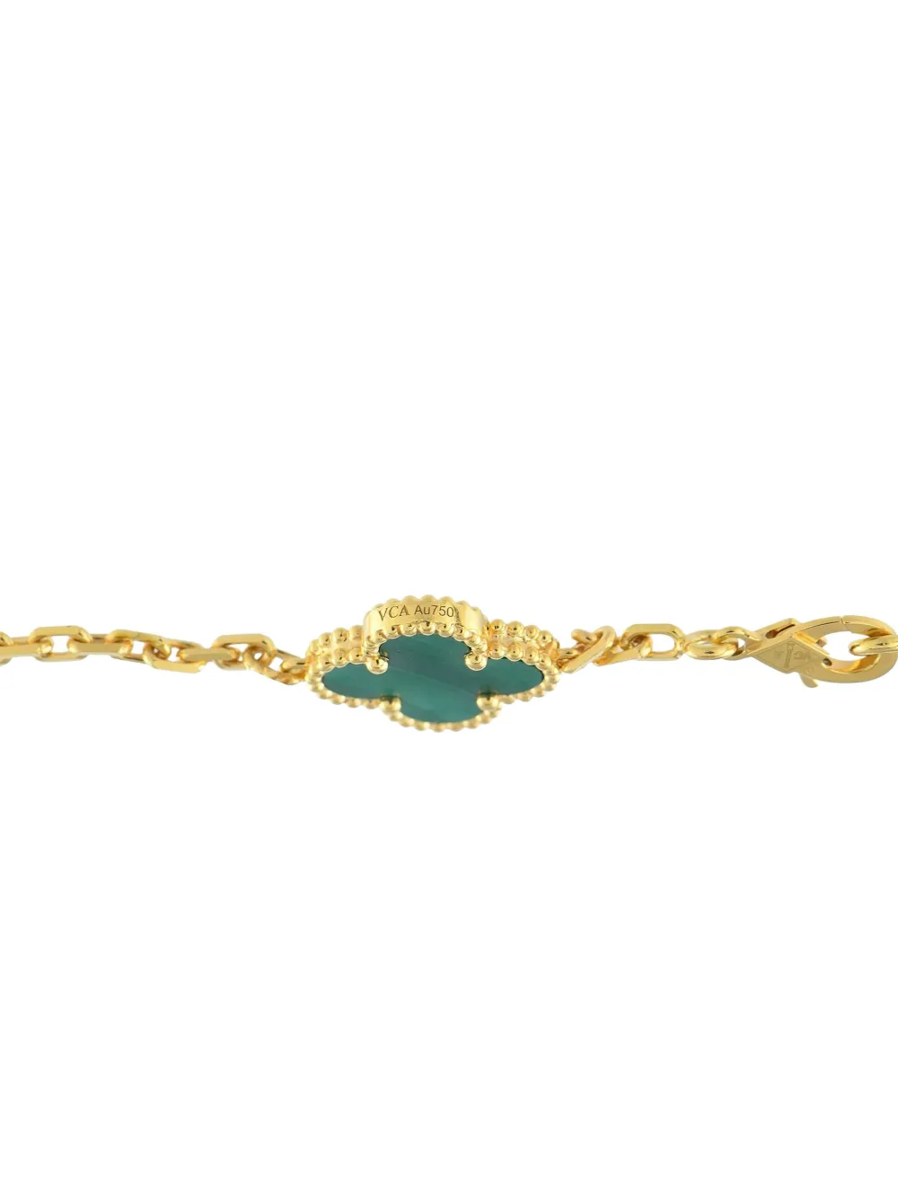 Pre-owned Van Cleef & Arpels 18k Yellow Gold Luck Diamond And Malachite Necklace