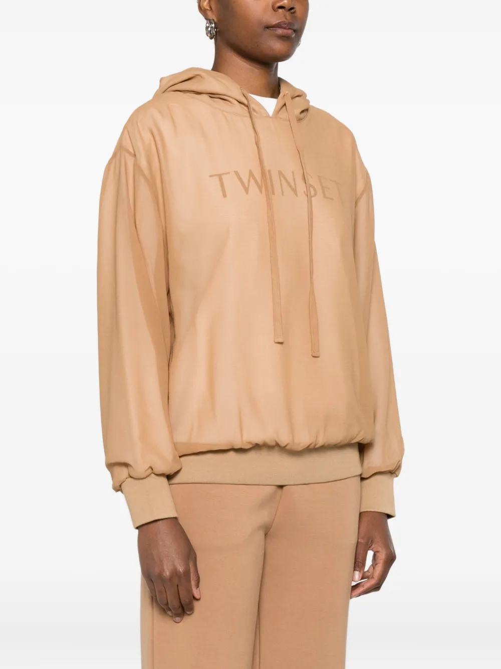 Twinset Logo-detail Hoodie In Brown