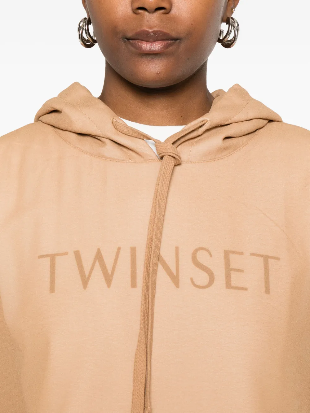 Twinset Logo-detail Hoodie In Brown