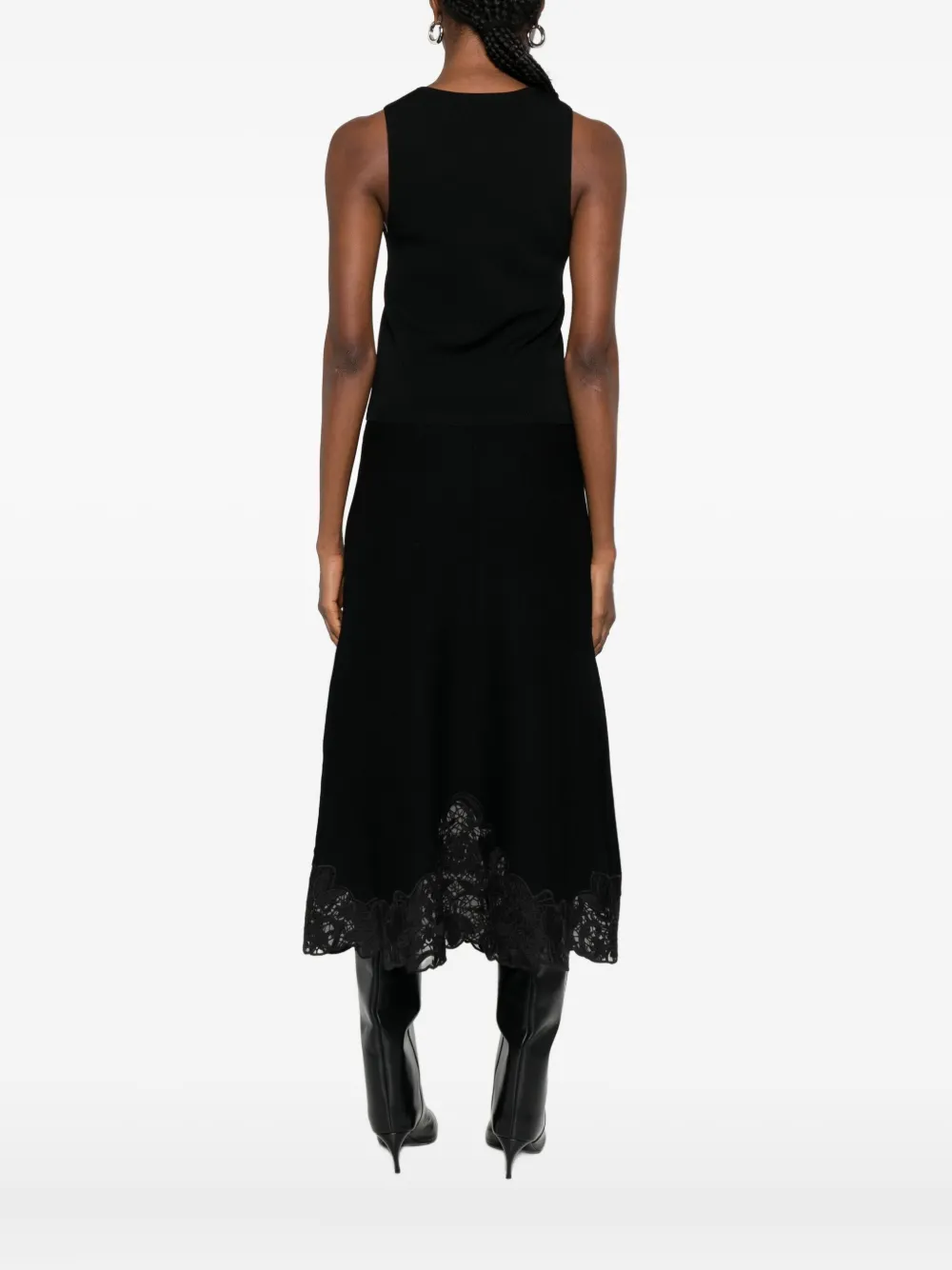 Twinset Scalloped-detail Ribbed Top In Black