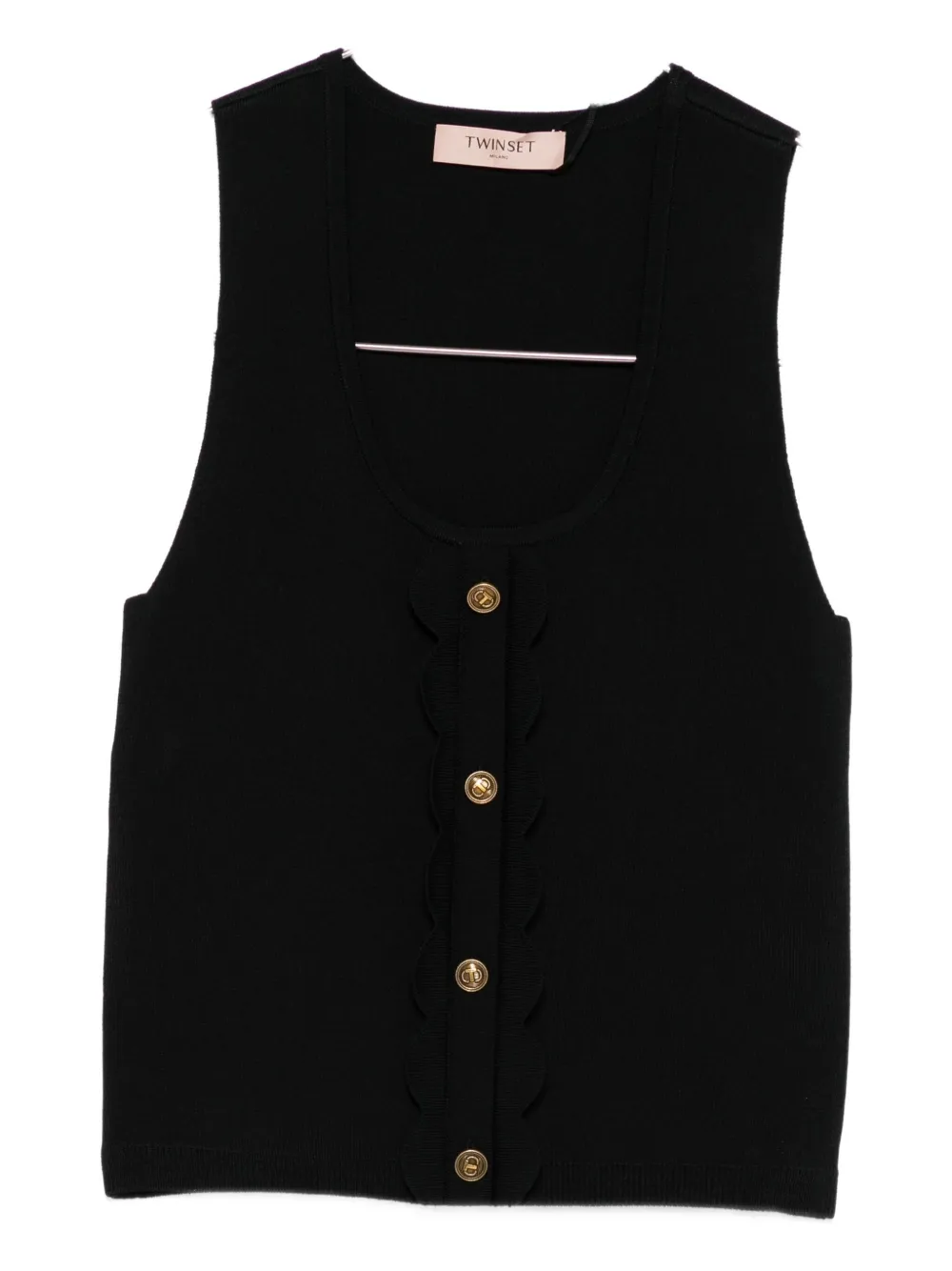 TWINSET scalloped-detail ribbed top | Black | Image 1