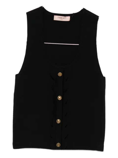 TWINSET scalloped-detail ribbed top