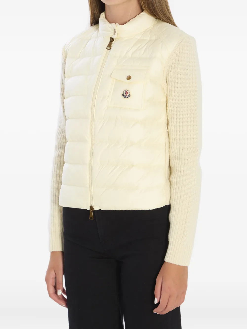 Moncler Wool Zip-up Cardigan Down Jacket In White