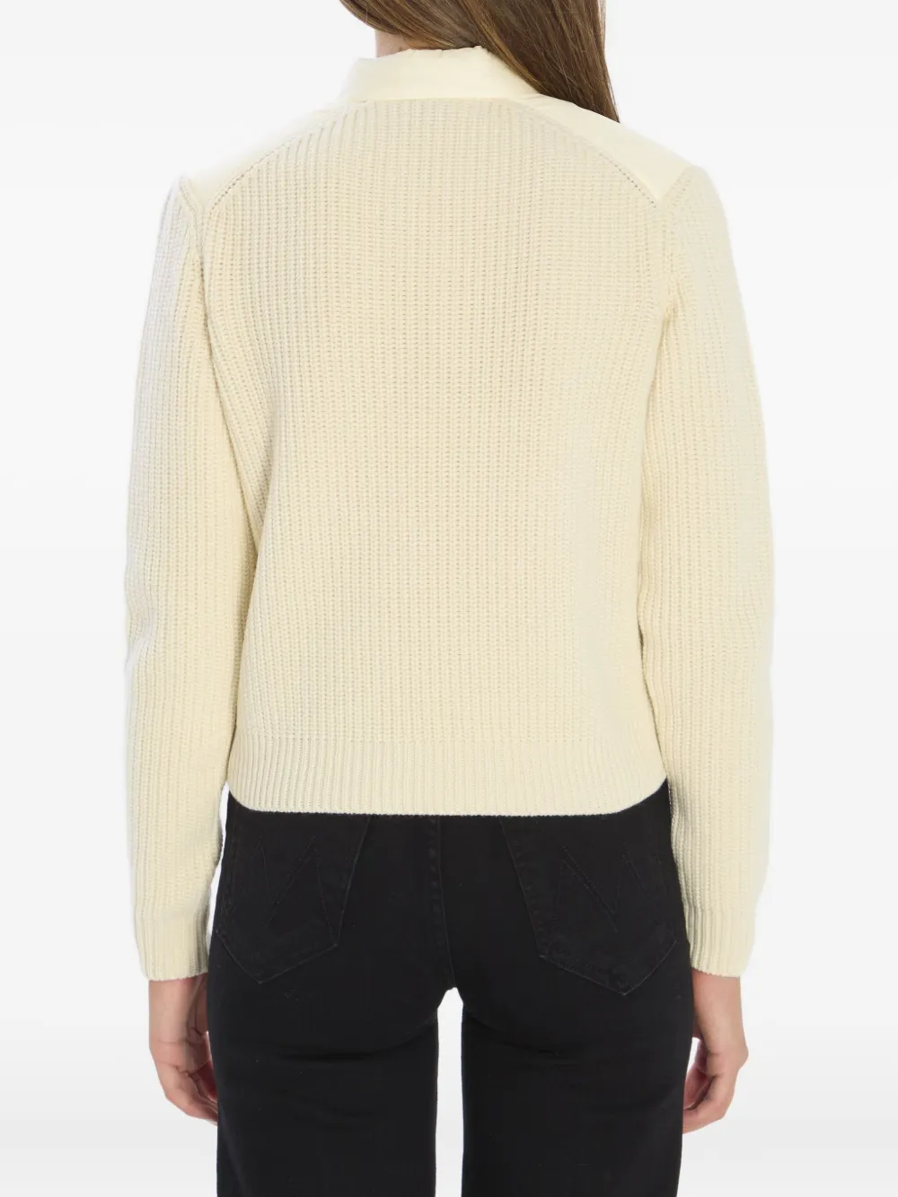 Moncler Wool Zip-up Cardigan Down Jacket In White