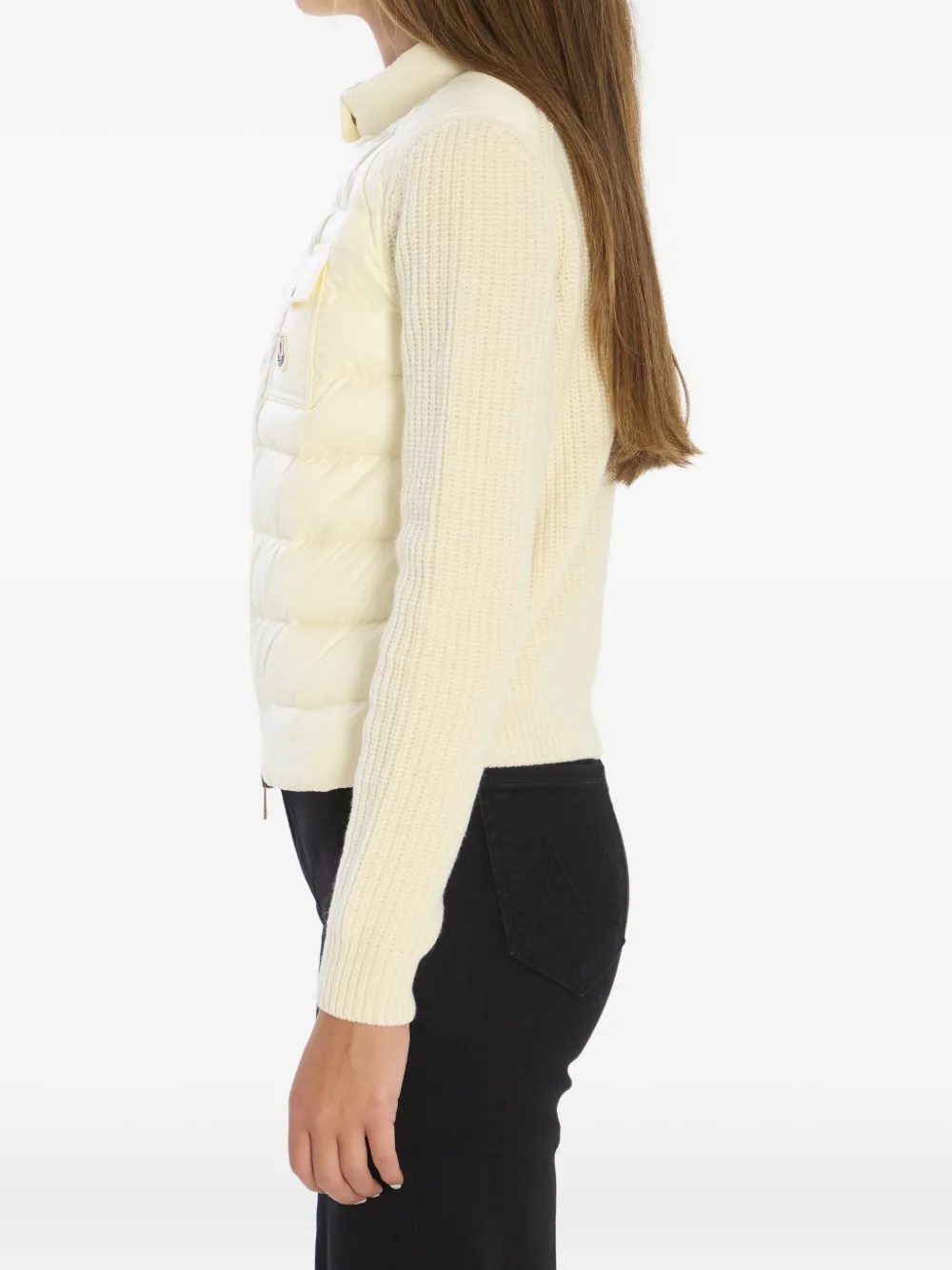 Moncler Wool Zip-up Cardigan Down Jacket In White