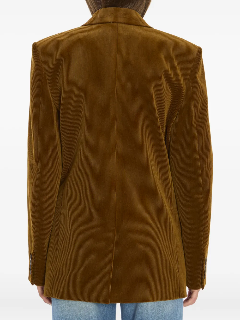 Saint Laurent Corduroy Double-breasted Blazer In Brown