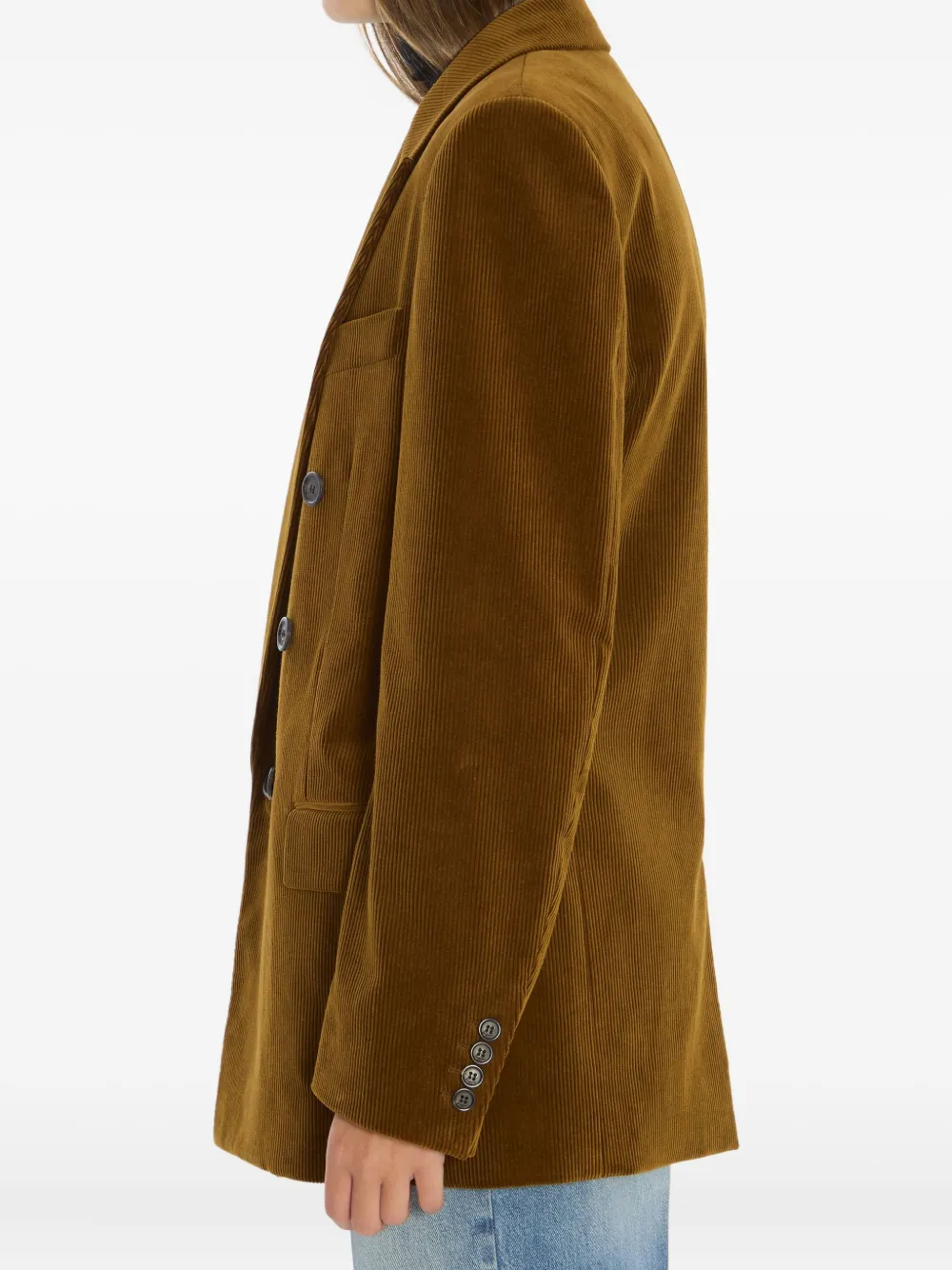 Saint Laurent Corduroy Double-breasted Blazer In Brown