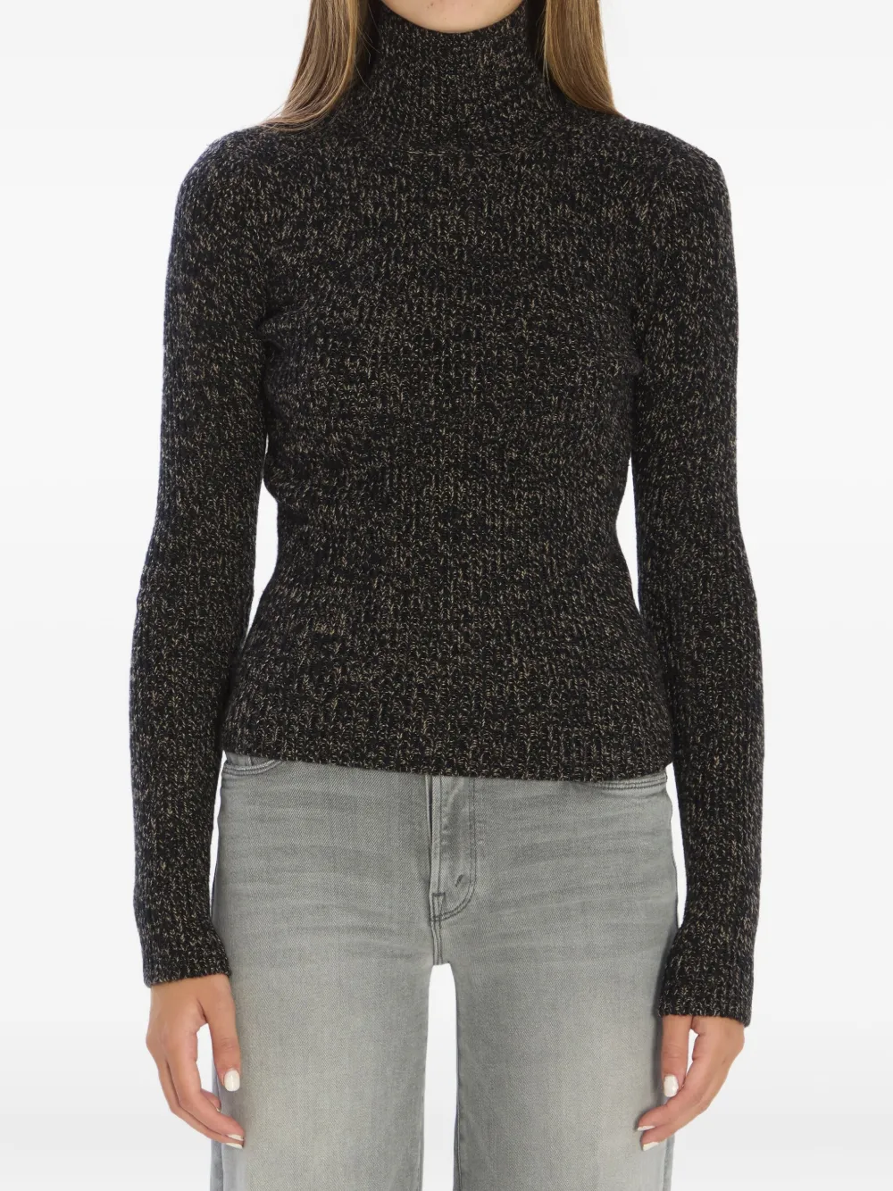 Max Mara リブ ハイネックセーター - ブラウン Max Mara リブ ハイネックセーター - ブラウン