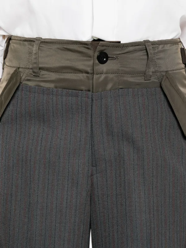 Sacai ストライプ パネル パンツ | グレー | FARFETCH JP