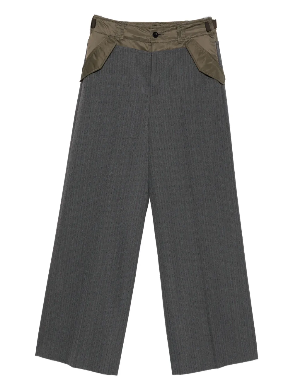 Sacai Pinstripe Panelled Trousers In Gray