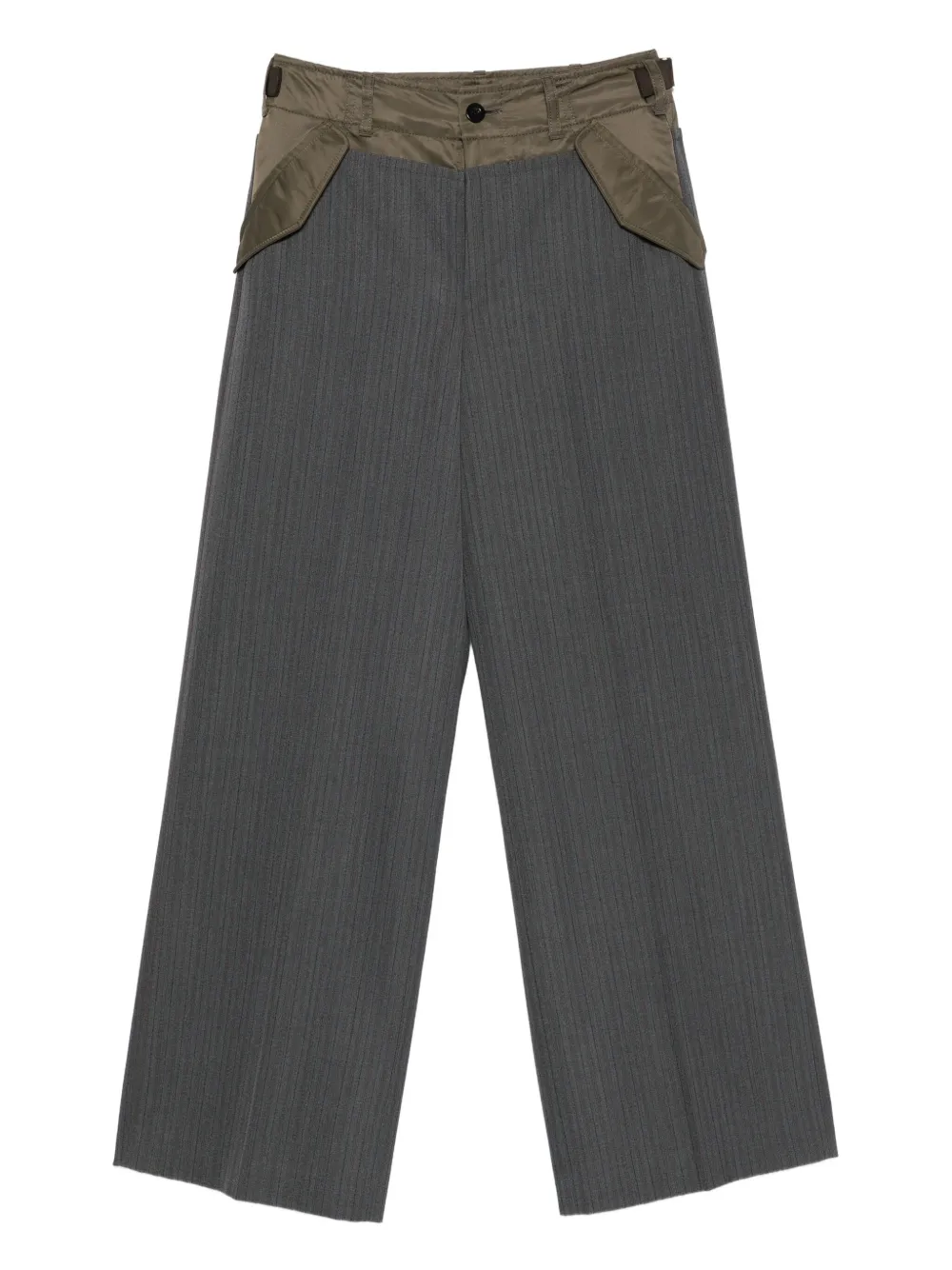 sacai pinstripe panelled trousers | Grey | Image 1