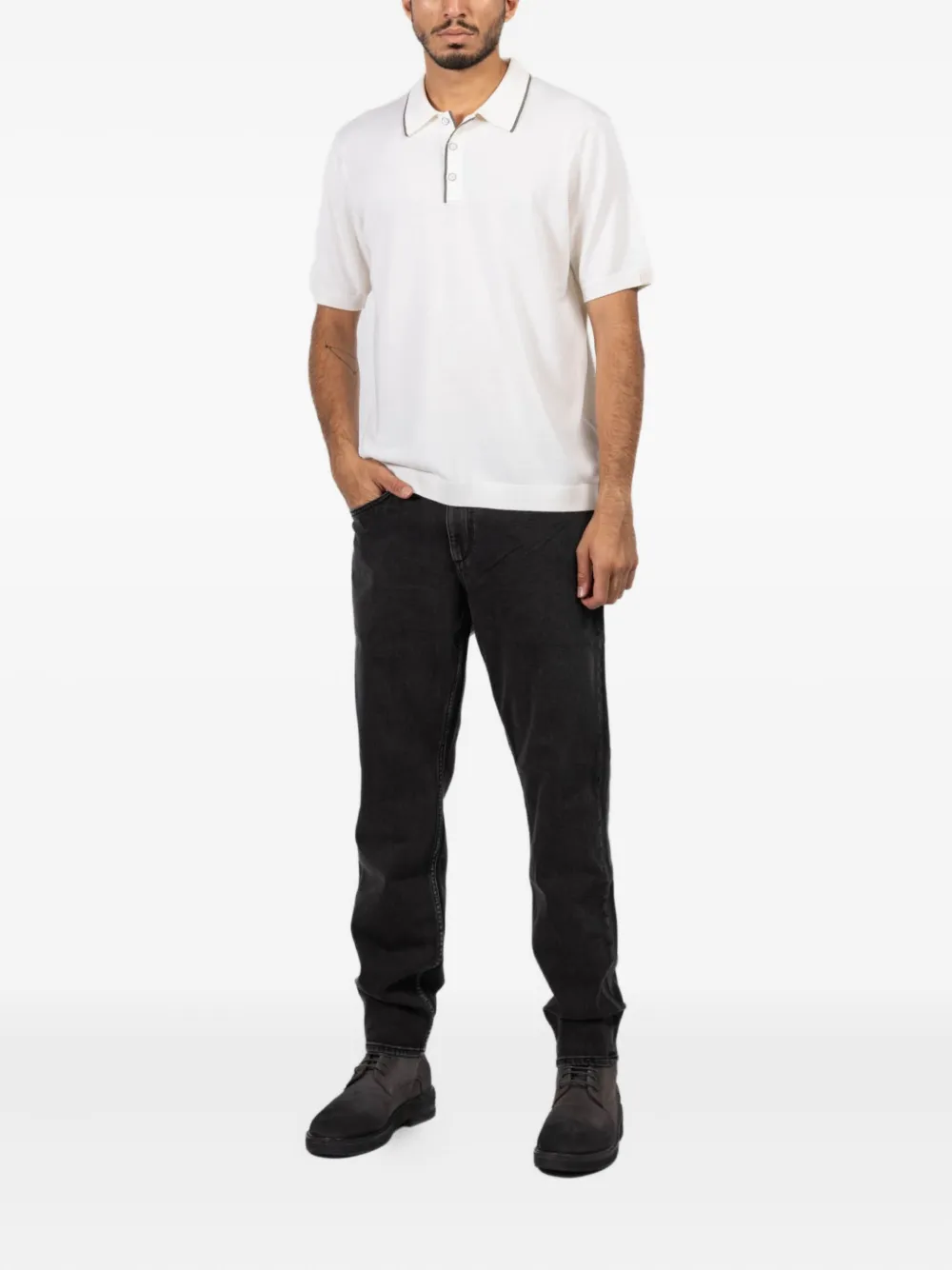 Rag & bone Crawford buttoned polo shirt - Wit