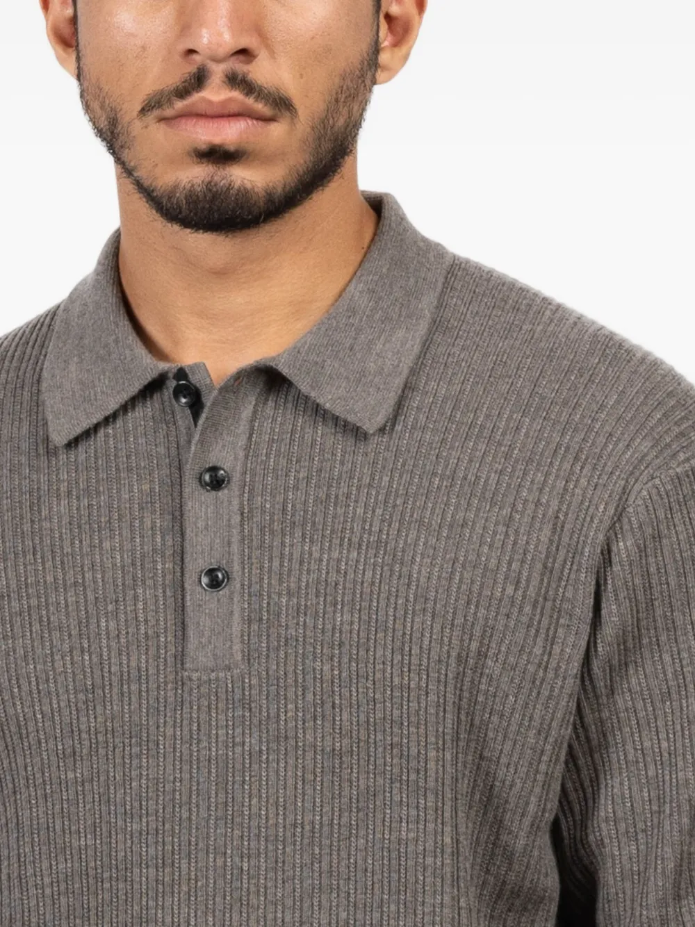 rag & bone Crawford geribbeld poloshirt met lange mouwen Bruin