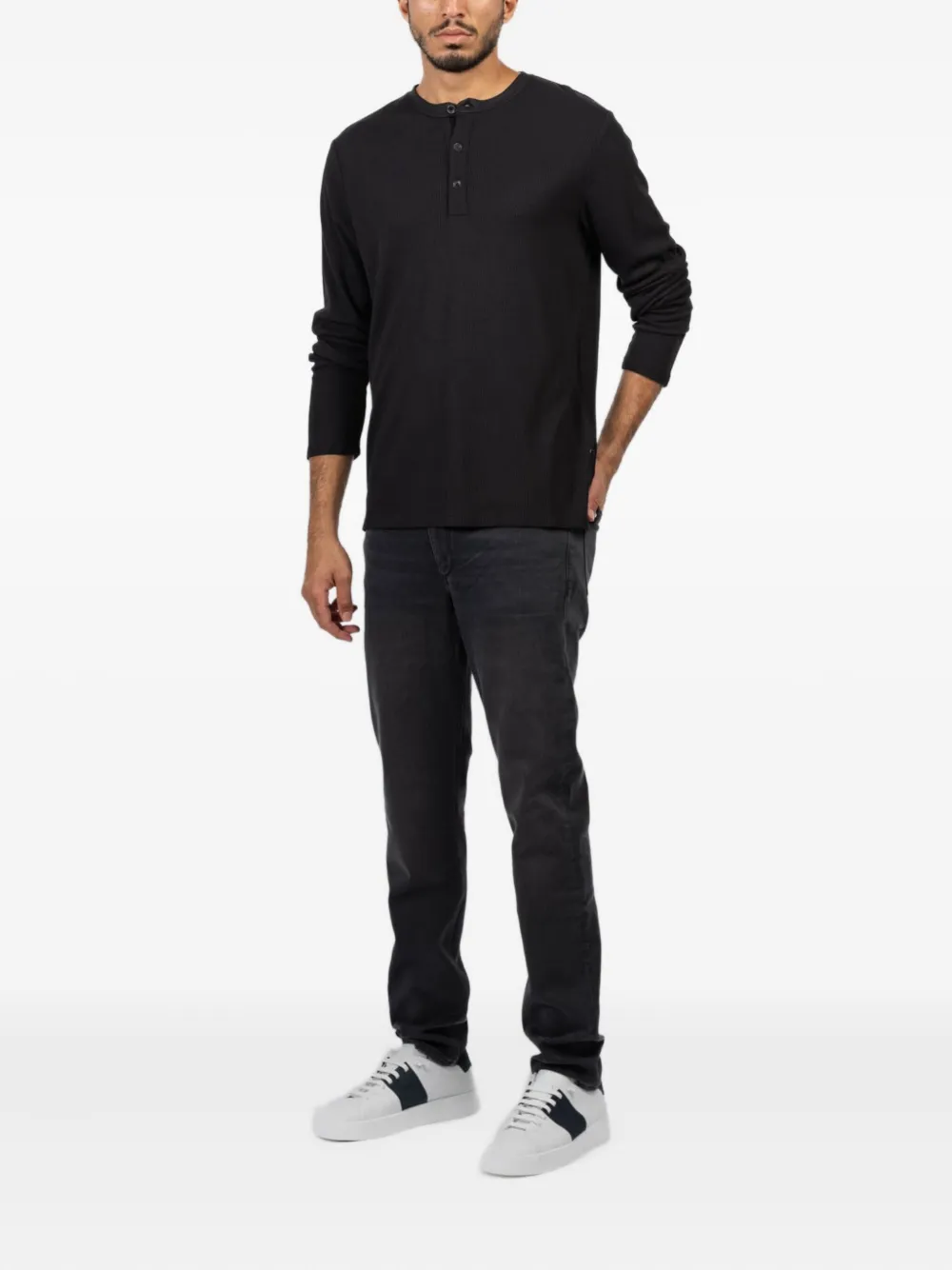 Rag & bone buttoned long-sleeve T-shirt - Zwart