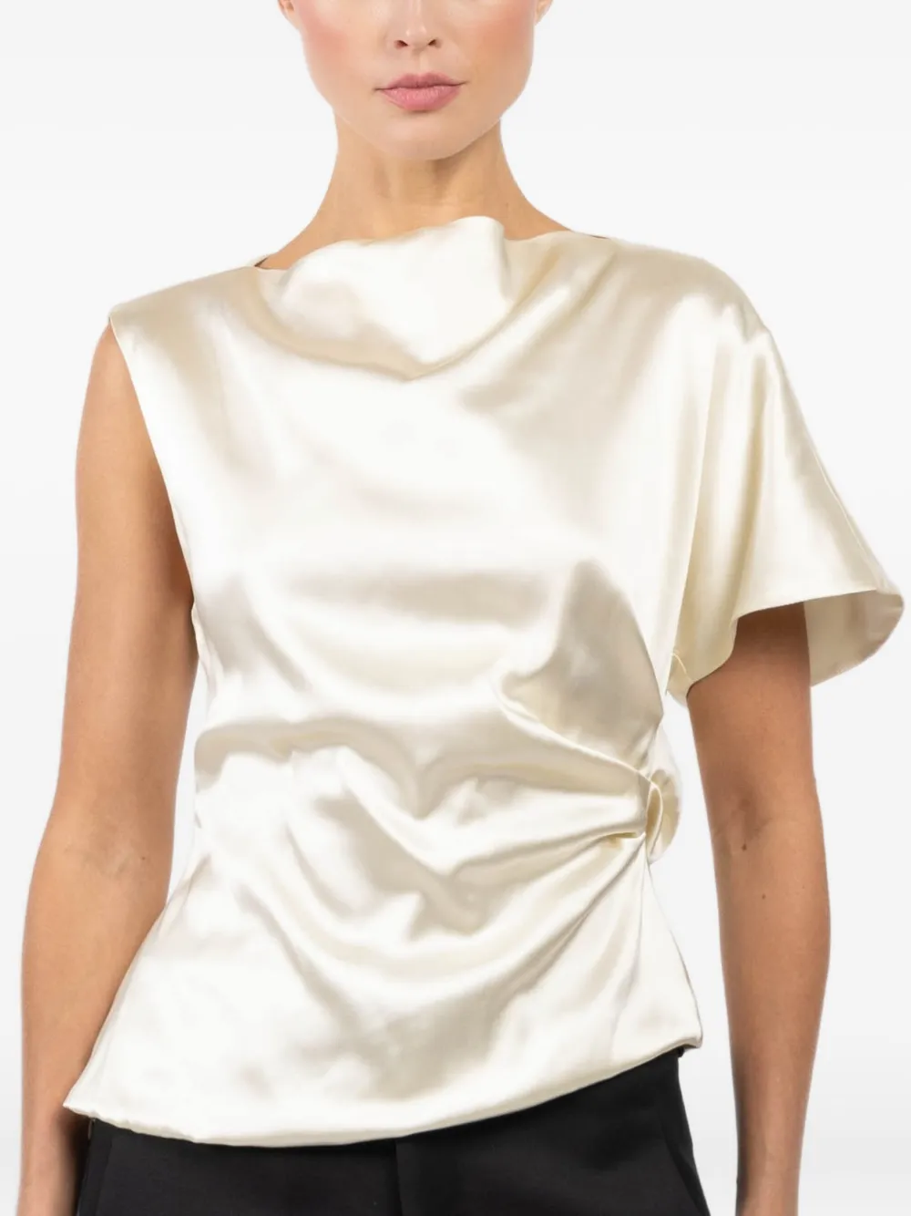 Seafarer Draped Sleeveless Blouse In Black