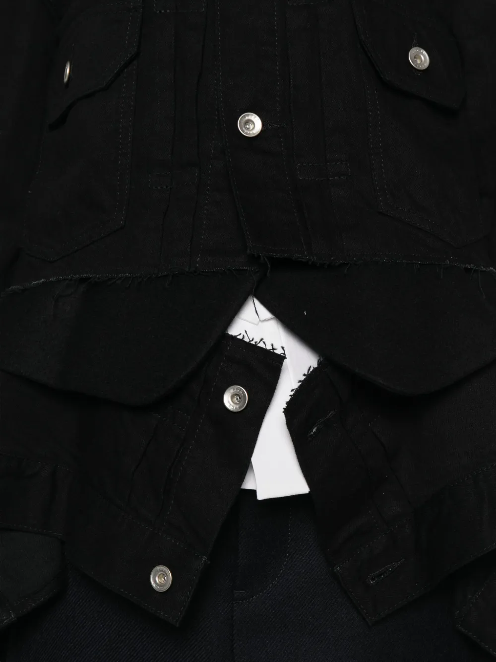 Sacai Layered Denim Jacket In Black
