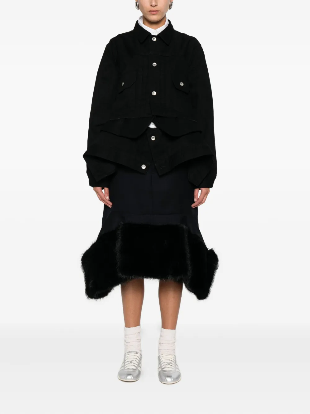 Sacai Layered Denim Jacket In Black