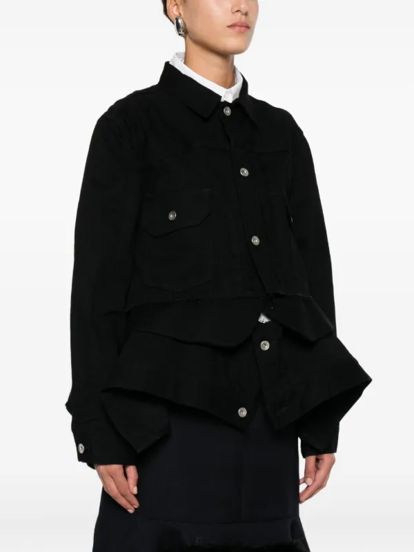 Sacai レイヤード デニムジャケット | ブラック | FARFETCH JP